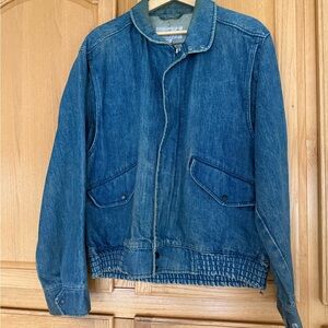 Women's Blue Denim Jean Jacket with Elastic Hem